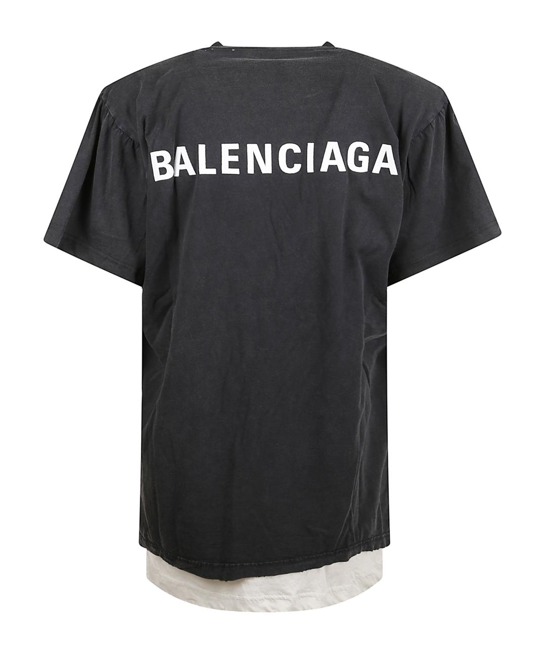 BALENCIAGA Черная хлопковая футболка, фото 3