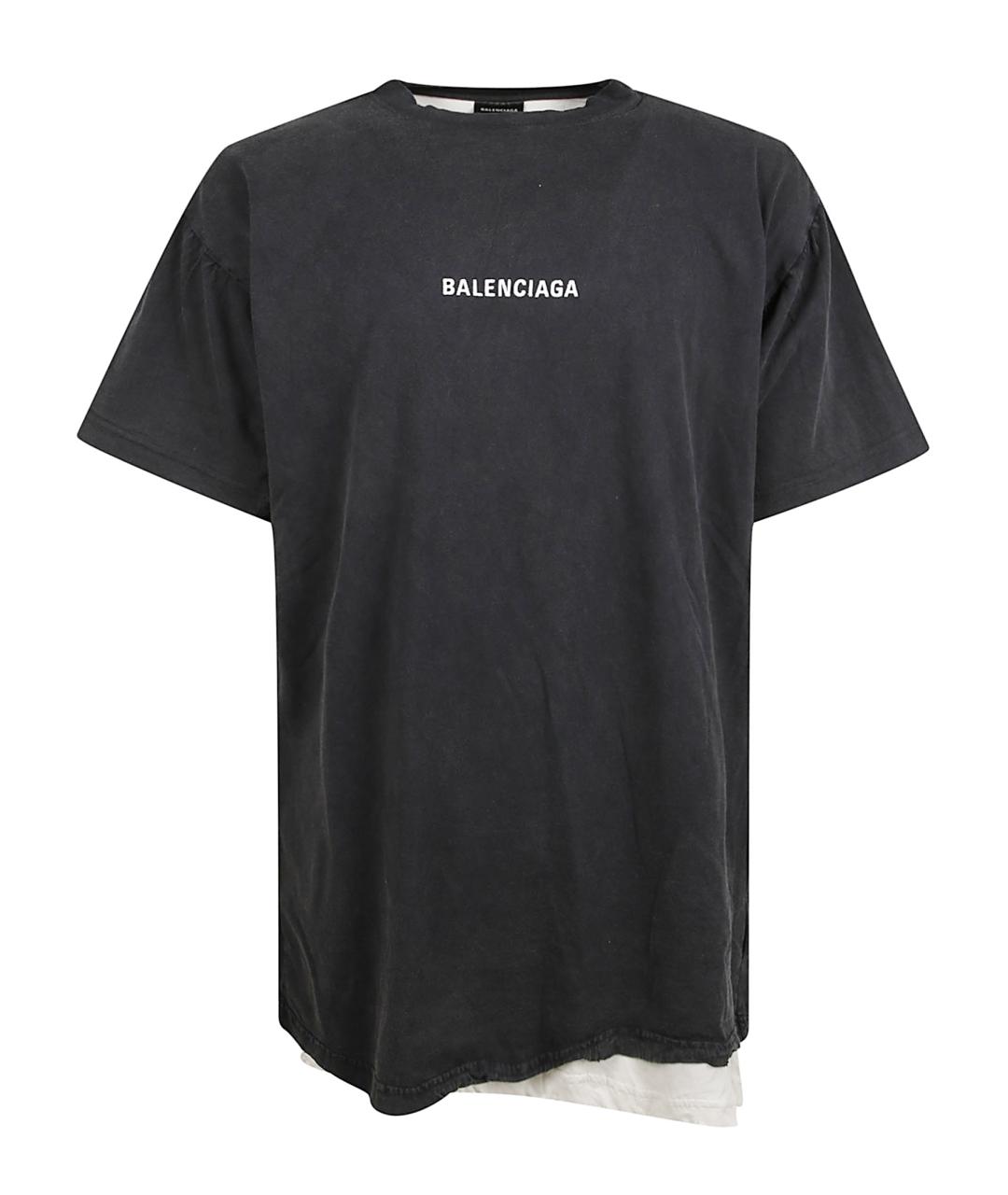 BALENCIAGA Черная хлопковая футболка, фото 1