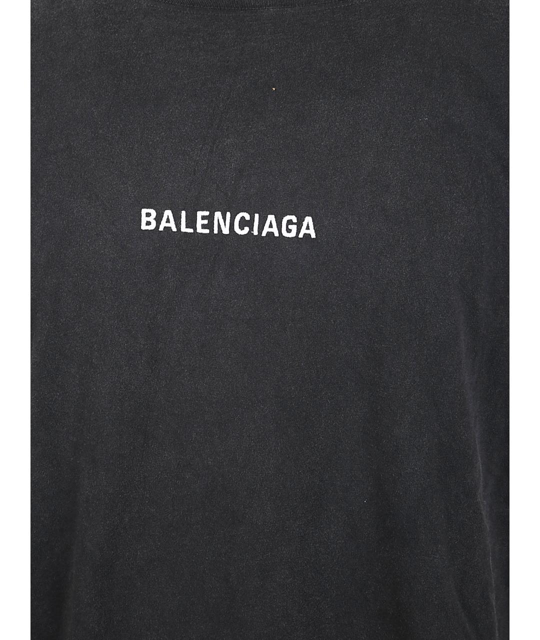 BALENCIAGA Черная хлопковая футболка, фото 2