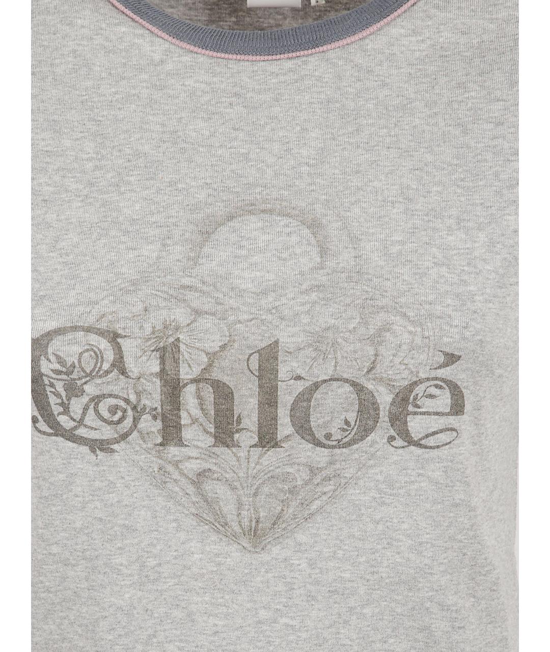 CHLOE Серая хлопковая футболка, фото 2