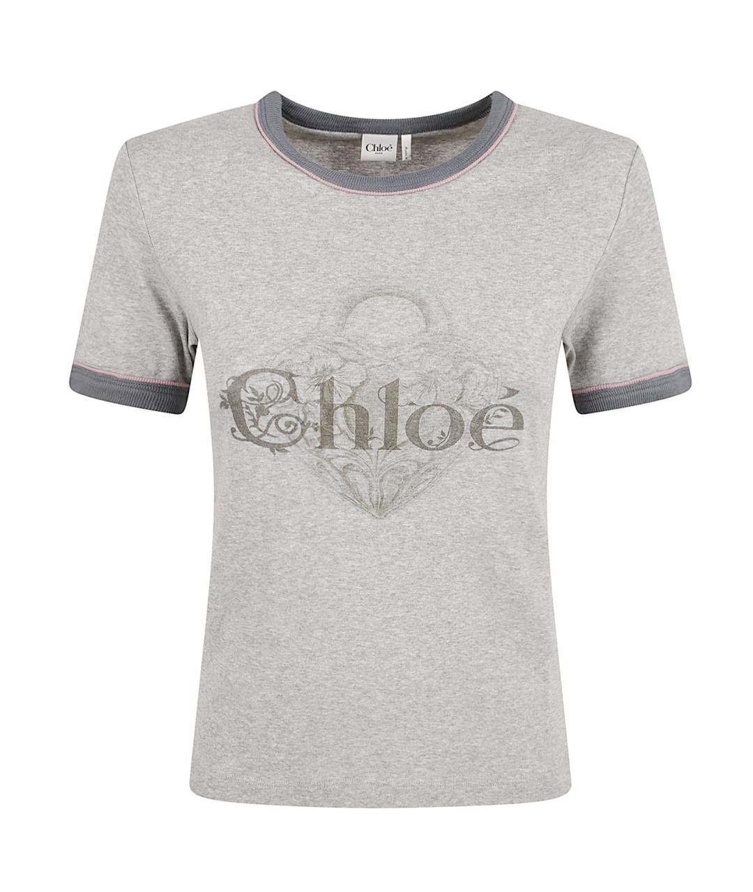 CHLOE Серая хлопковая футболка, фото 1