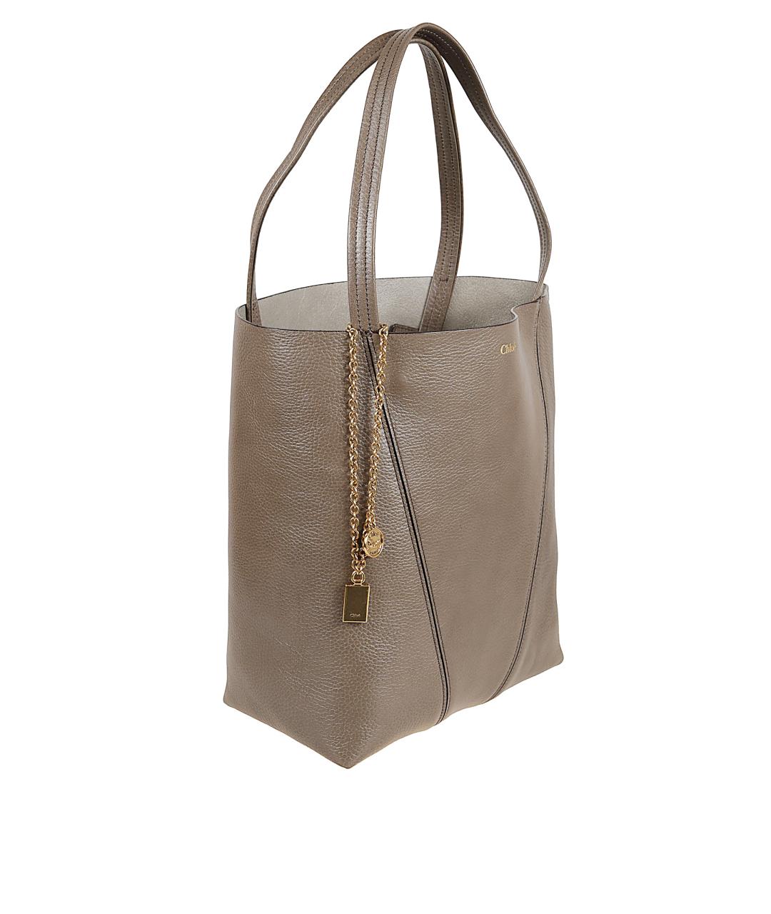 CHLOE Серая кожаная сумка тоут, фото 3