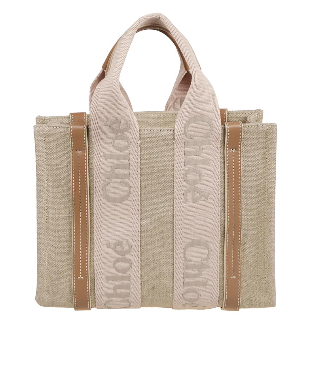 CHLOE Бежевая льняная сумка тоут, фото 1