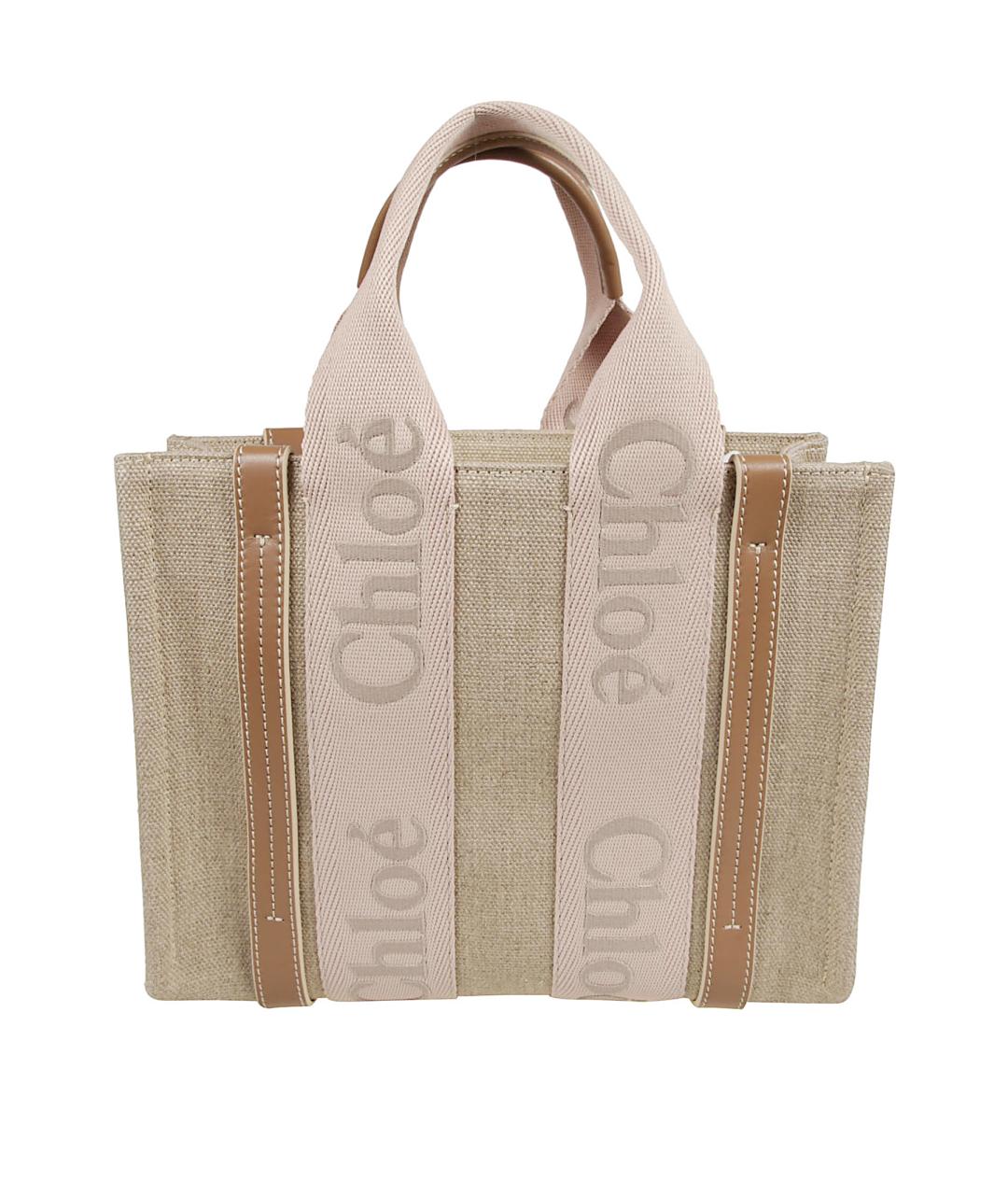CHLOE Бежевая льняная сумка тоут, фото 2