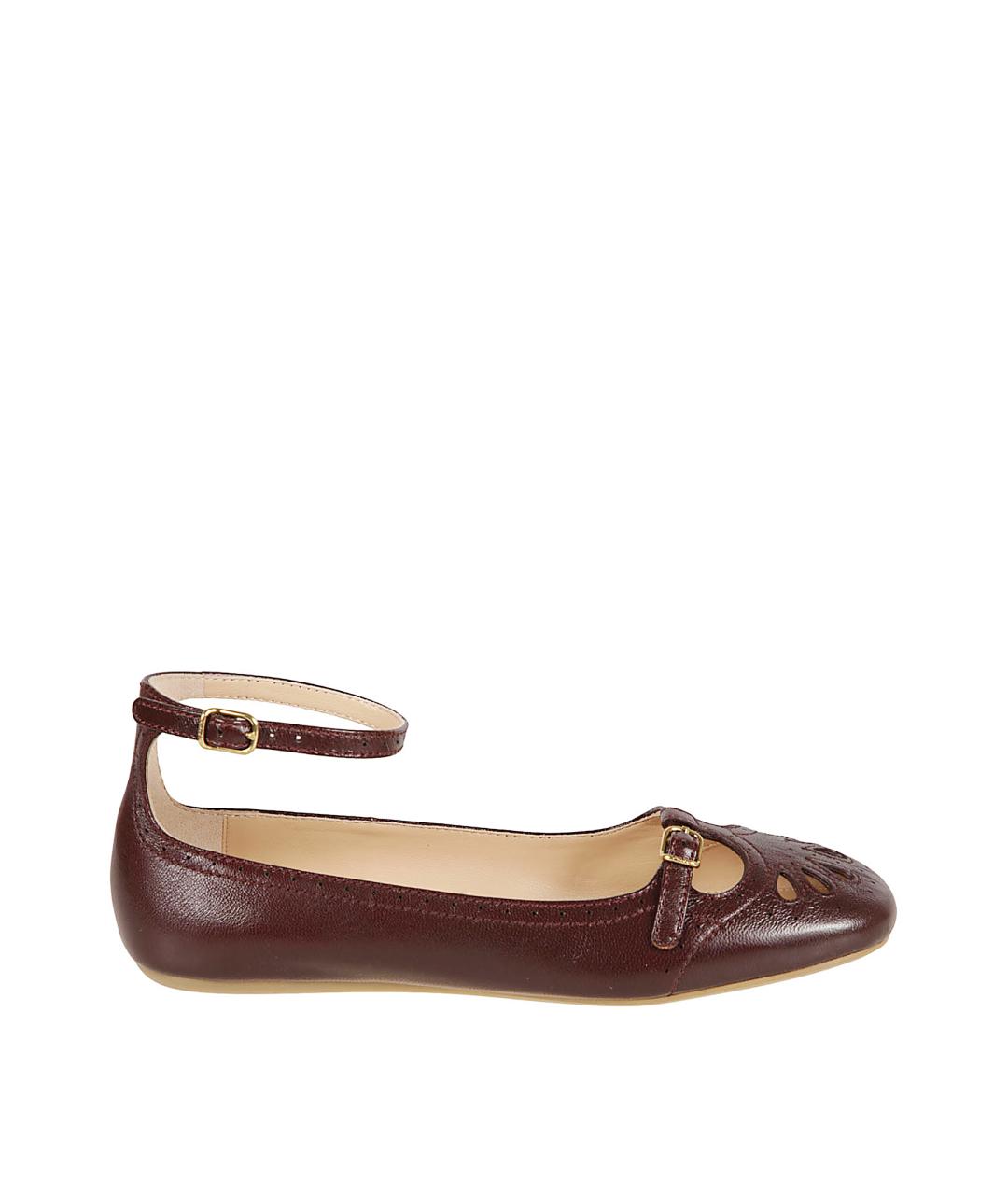 CHLOE Бордовые кожаные балетки, фото 1