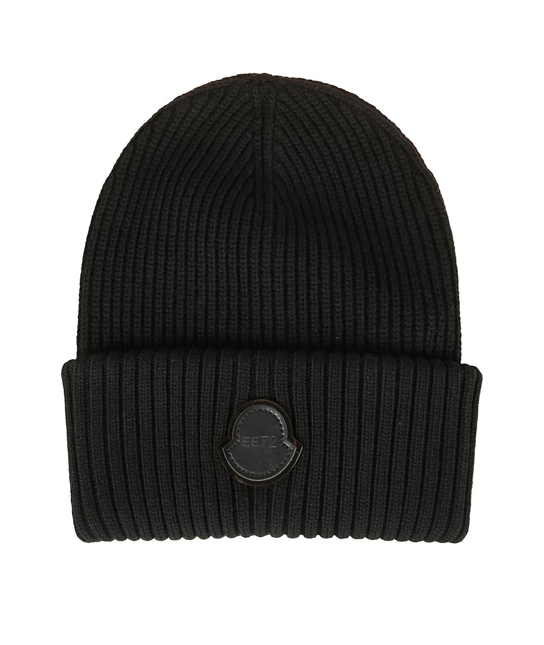 MONCLER Черная шерстяная шапка, фото 1