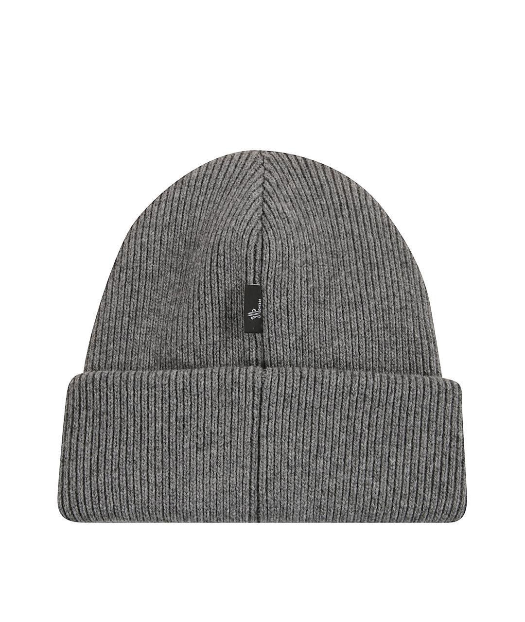MONCLER GRENOBLE Серая шерстяная шапка, фото 2