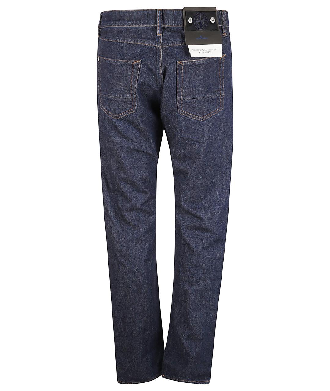 STONE ISLAND Синие хлопковые прямые джинсы, фото 3