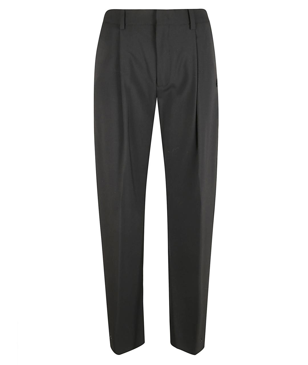 MONCLER Черные полиэстеровые прямые брюки, фото 1