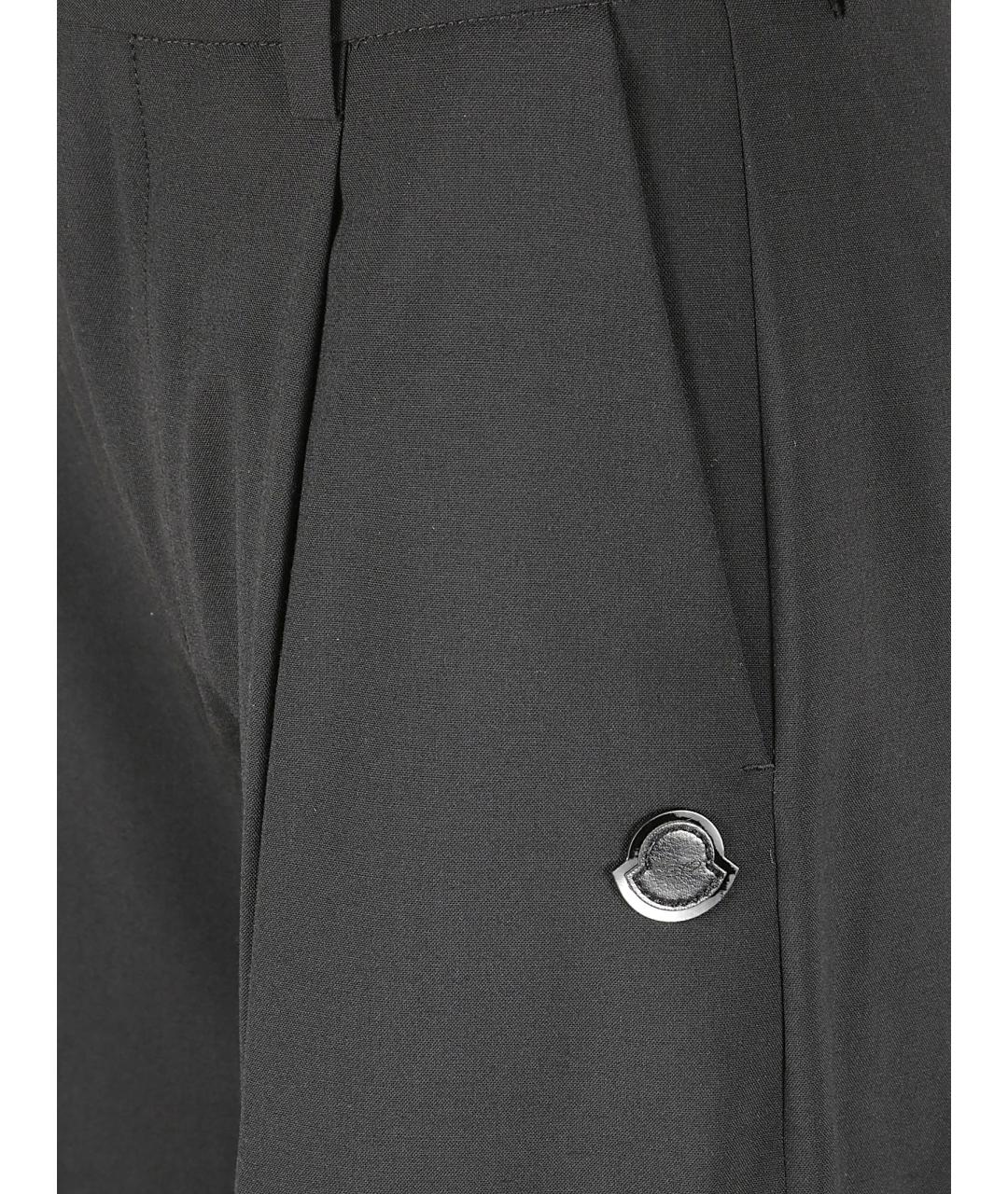 MONCLER Черные полиэстеровые прямые брюки, фото 2