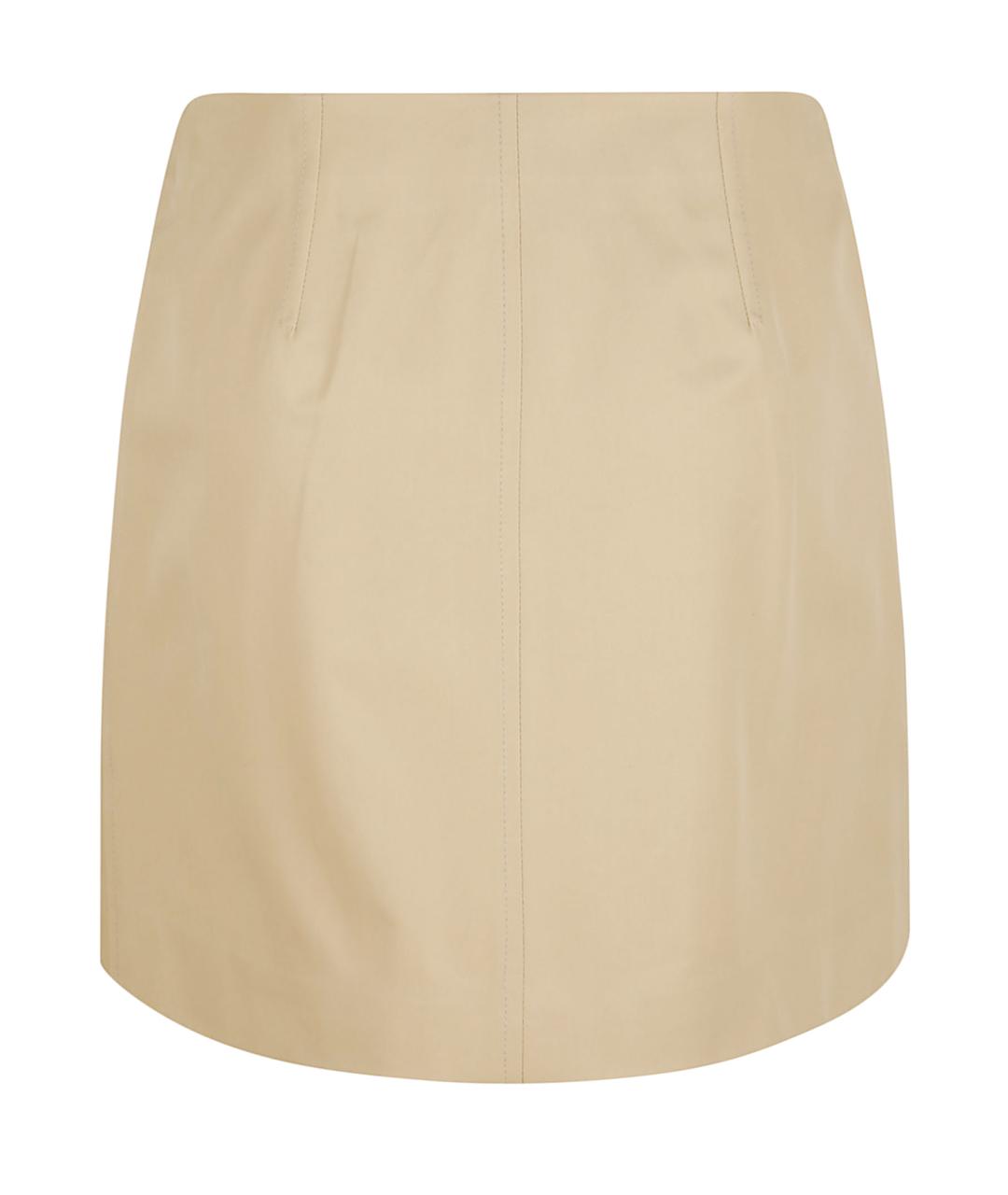 BURBERRY Бежевая хлопковая юбка мини, фото 2