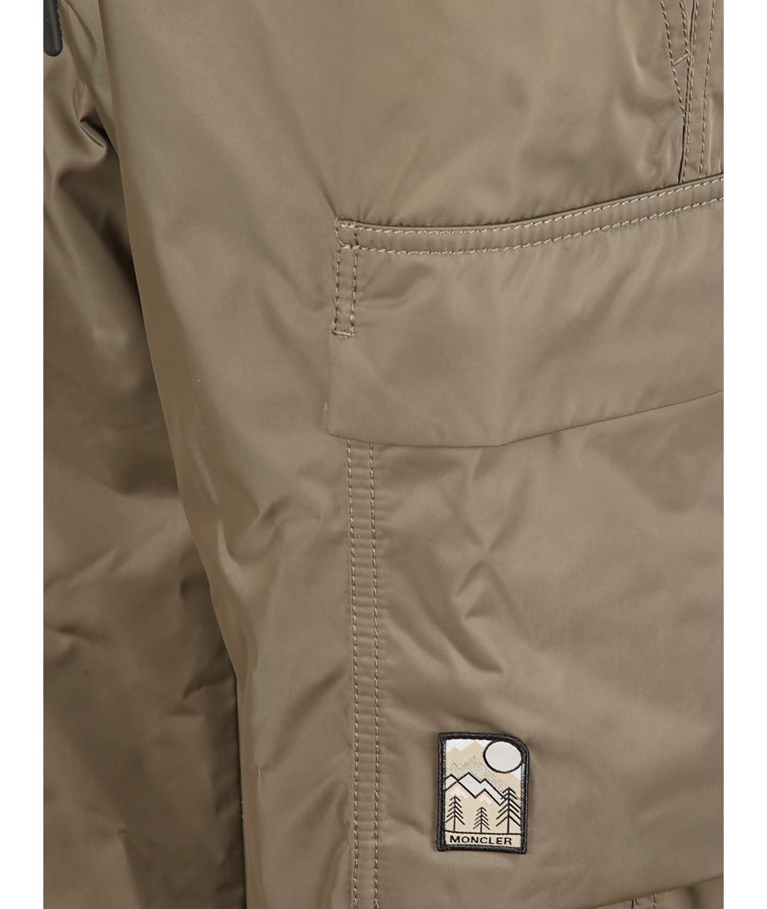 MONCLER GRENOBLE Хаки полиэстеровые повседневные брюки, фото 2