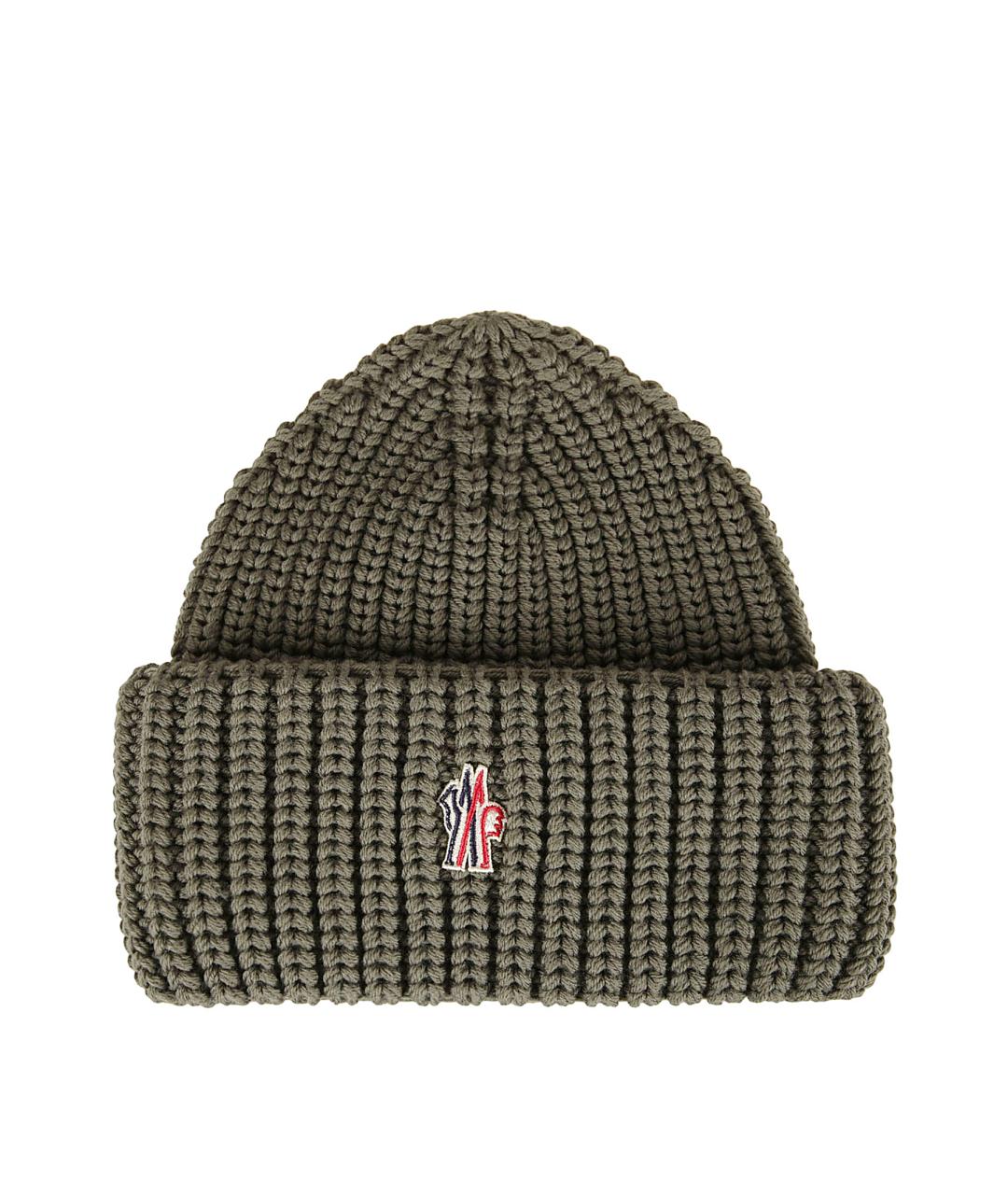 MONCLER GRENOBLE Зеленая шерстяная шапка, фото 1