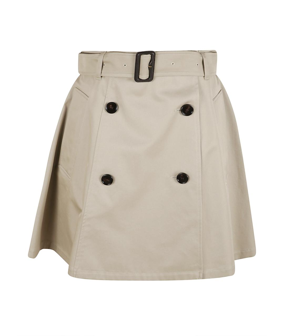BURBERRY Бежевая хлопковая юбка мини, фото 1