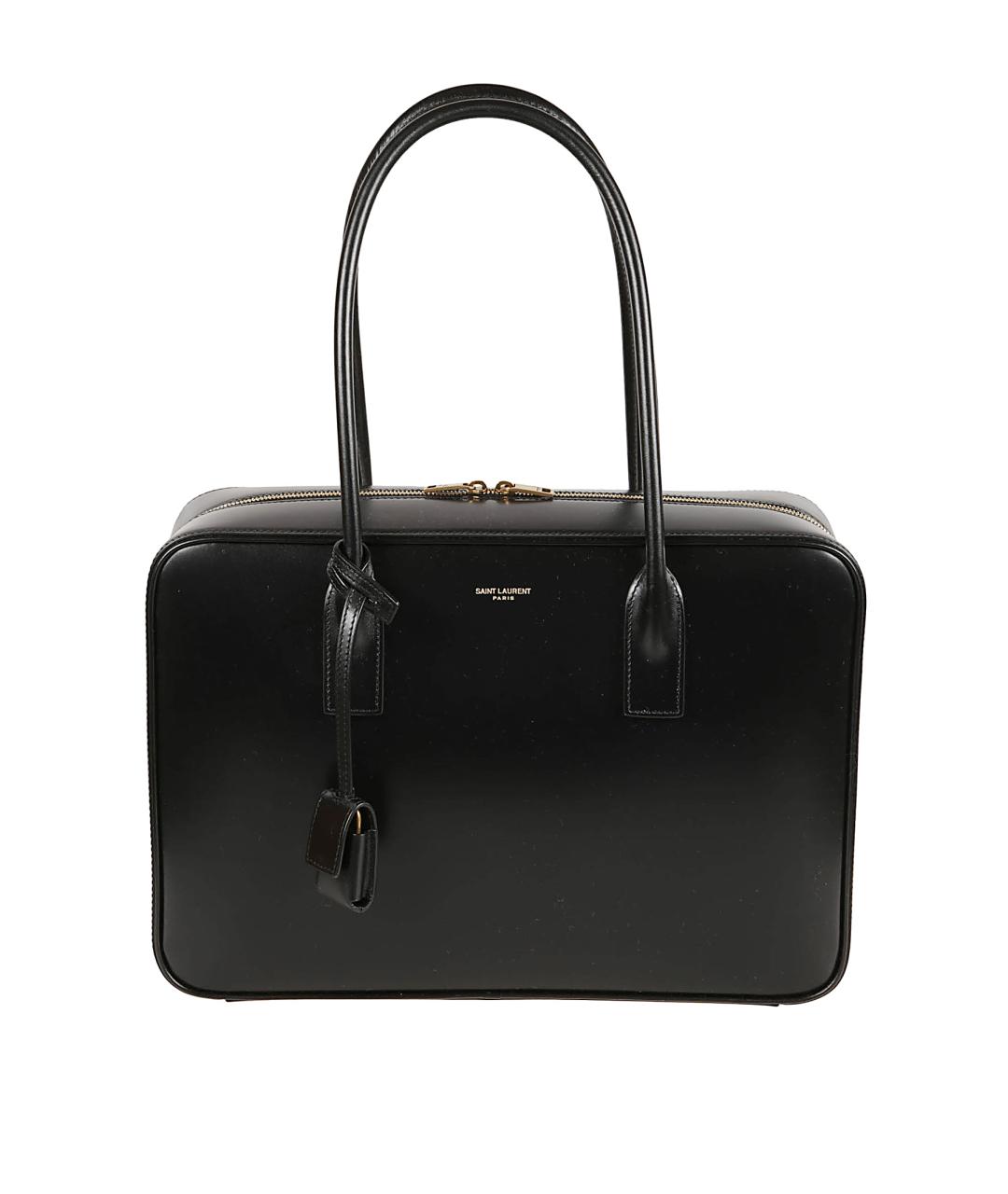 SAINT LAURENT Черная кожаная сумка тоут, фото 1