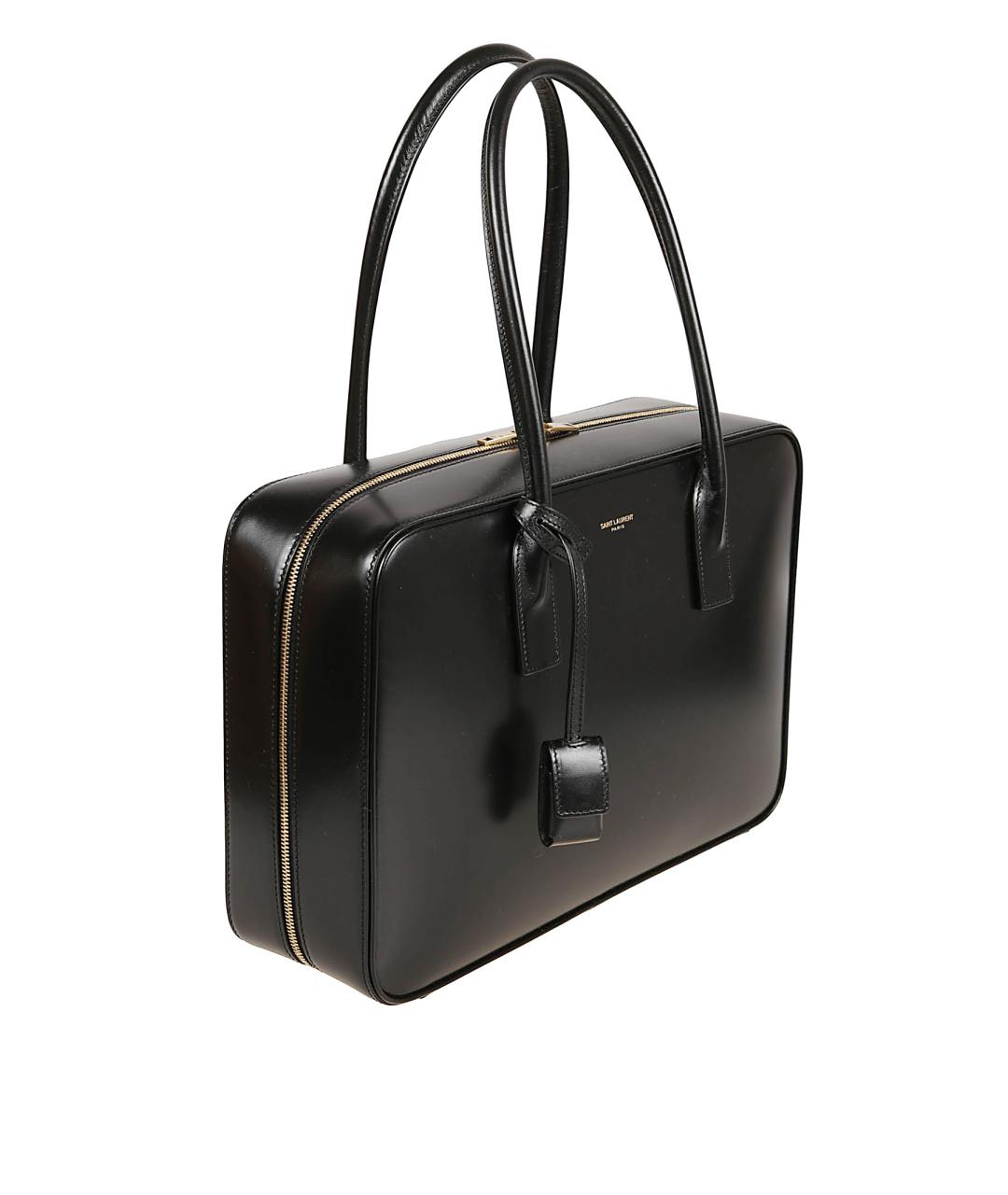 SAINT LAURENT Черная кожаная сумка тоут, фото 3