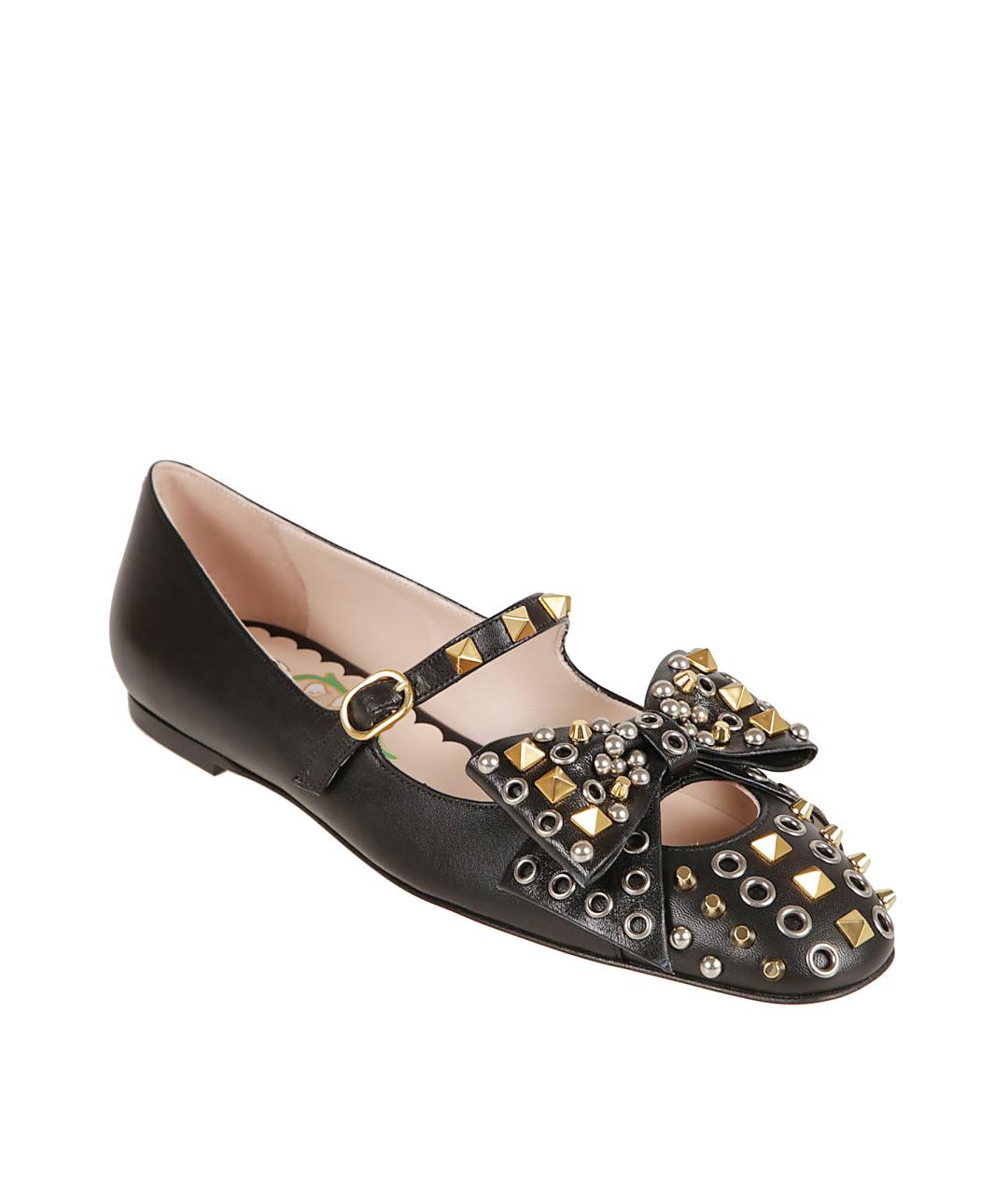 VALENTINO Черные кожаные балетки, фото 2