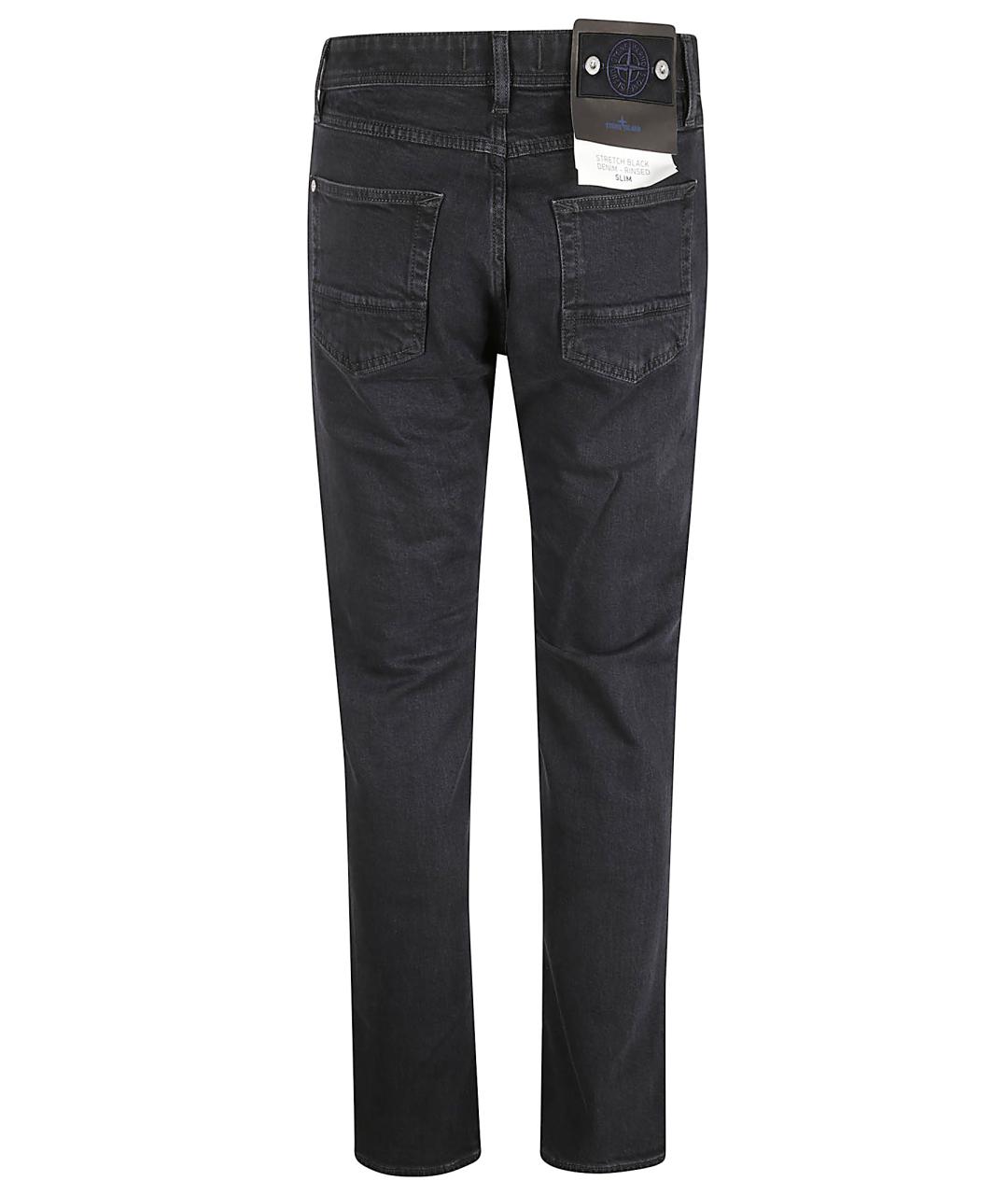 STONE ISLAND Черные хлопковые прямые джинсы, фото 3