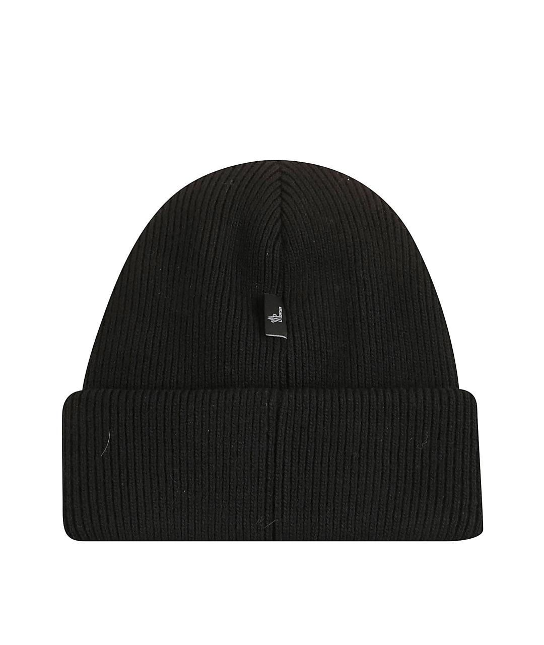 MONCLER GRENOBLE Черная шерстяная шапка, фото 2