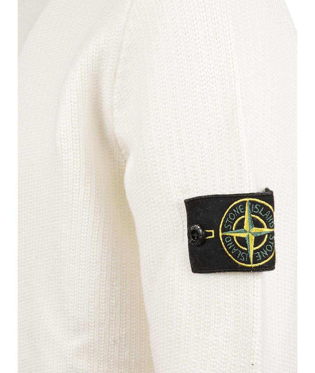 STONE ISLAND Белый хлопко-эластановый джемпер / свитер, фото 2