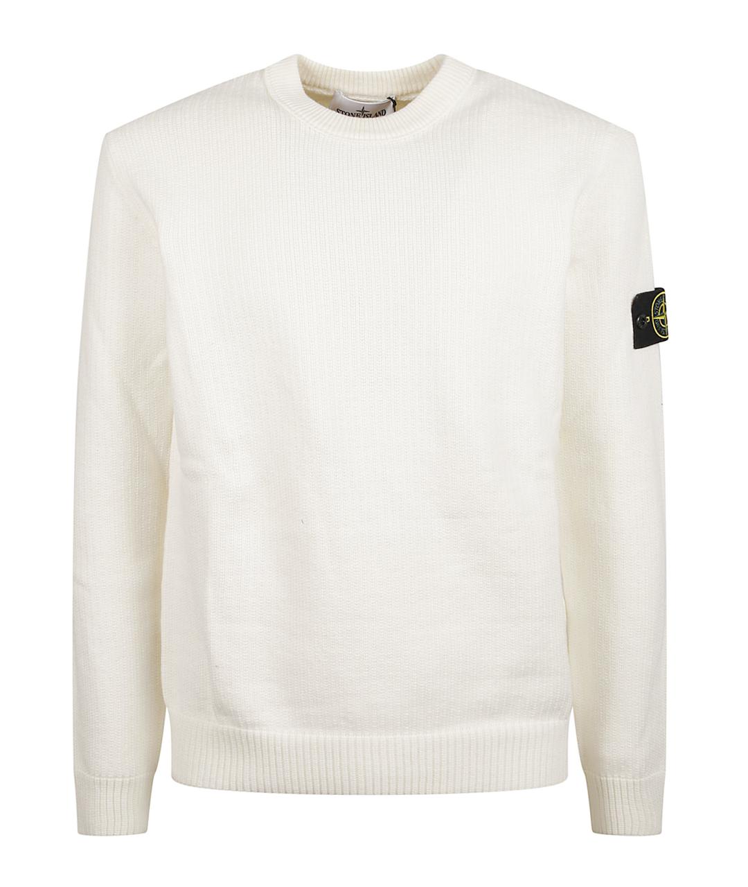 STONE ISLAND Белый хлопко-эластановый джемпер / свитер, фото 1