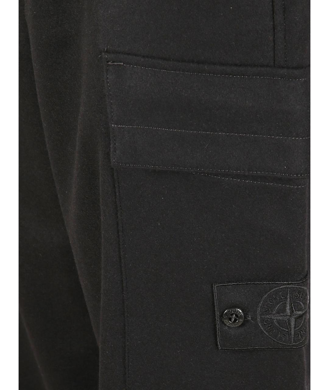STONE ISLAND Черные шерстяные повседневные брюки, фото 2