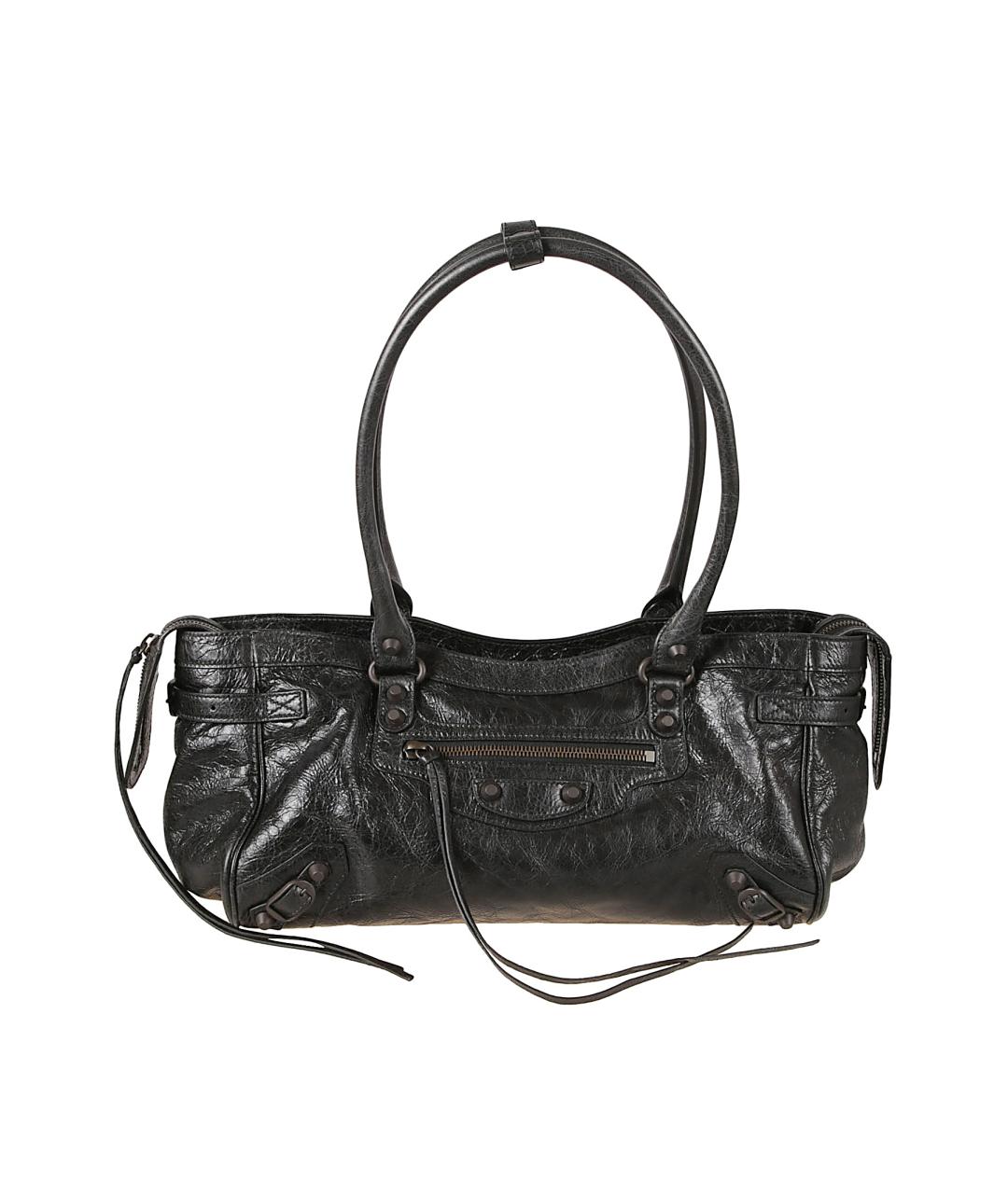 BALENCIAGA Черная кожаная сумка через плечо, фото 1