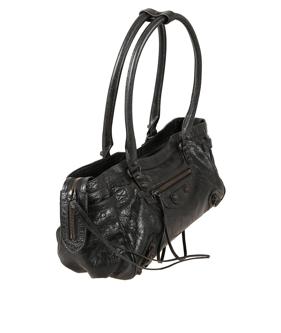 BALENCIAGA Черная кожаная сумка через плечо, фото 3