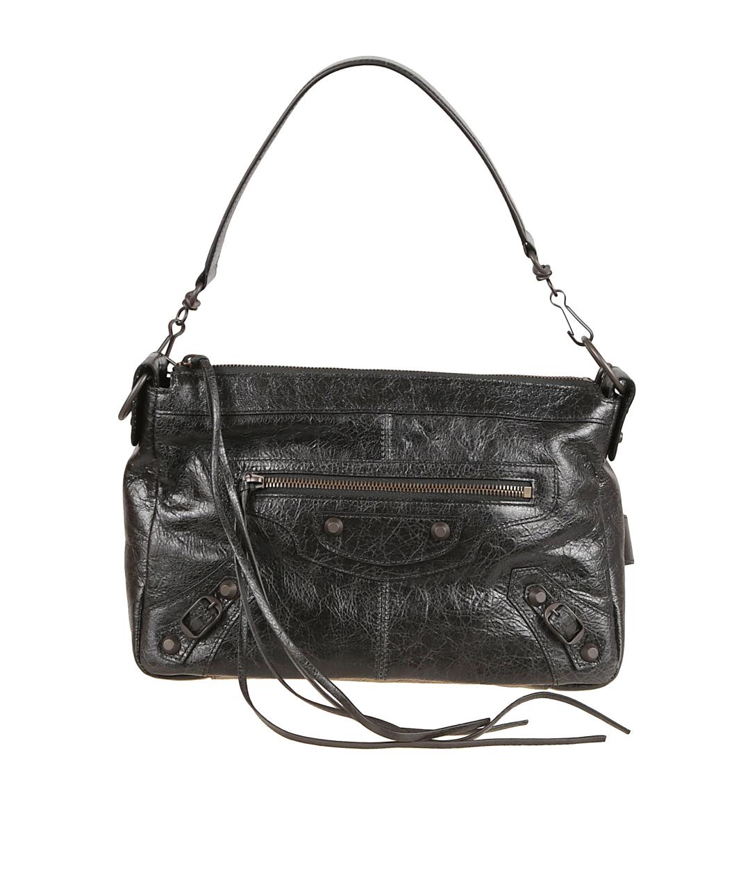 BALENCIAGA Черная кожаная сумка на плечо, фото 1