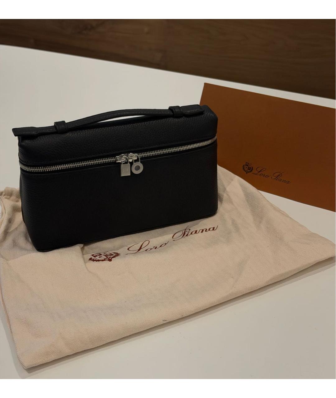 LORO PIANA Черная кожаная сумка через плечо, фото 3