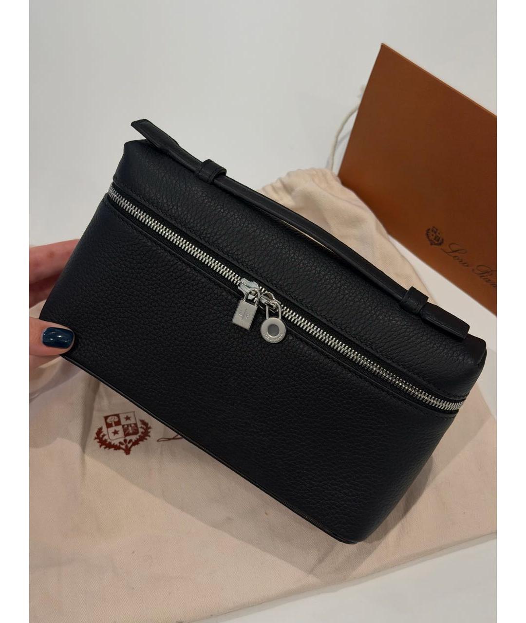 LORO PIANA Черная кожаная сумка через плечо, фото 2