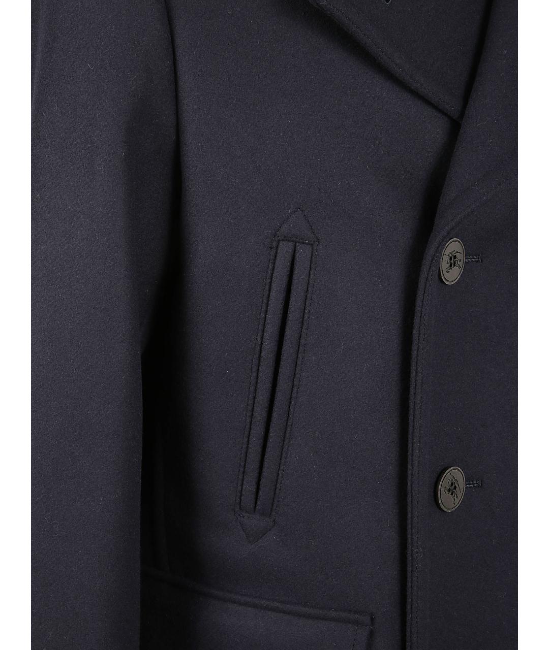 BURBERRY Темно-синее шерстяное пальто, фото 2