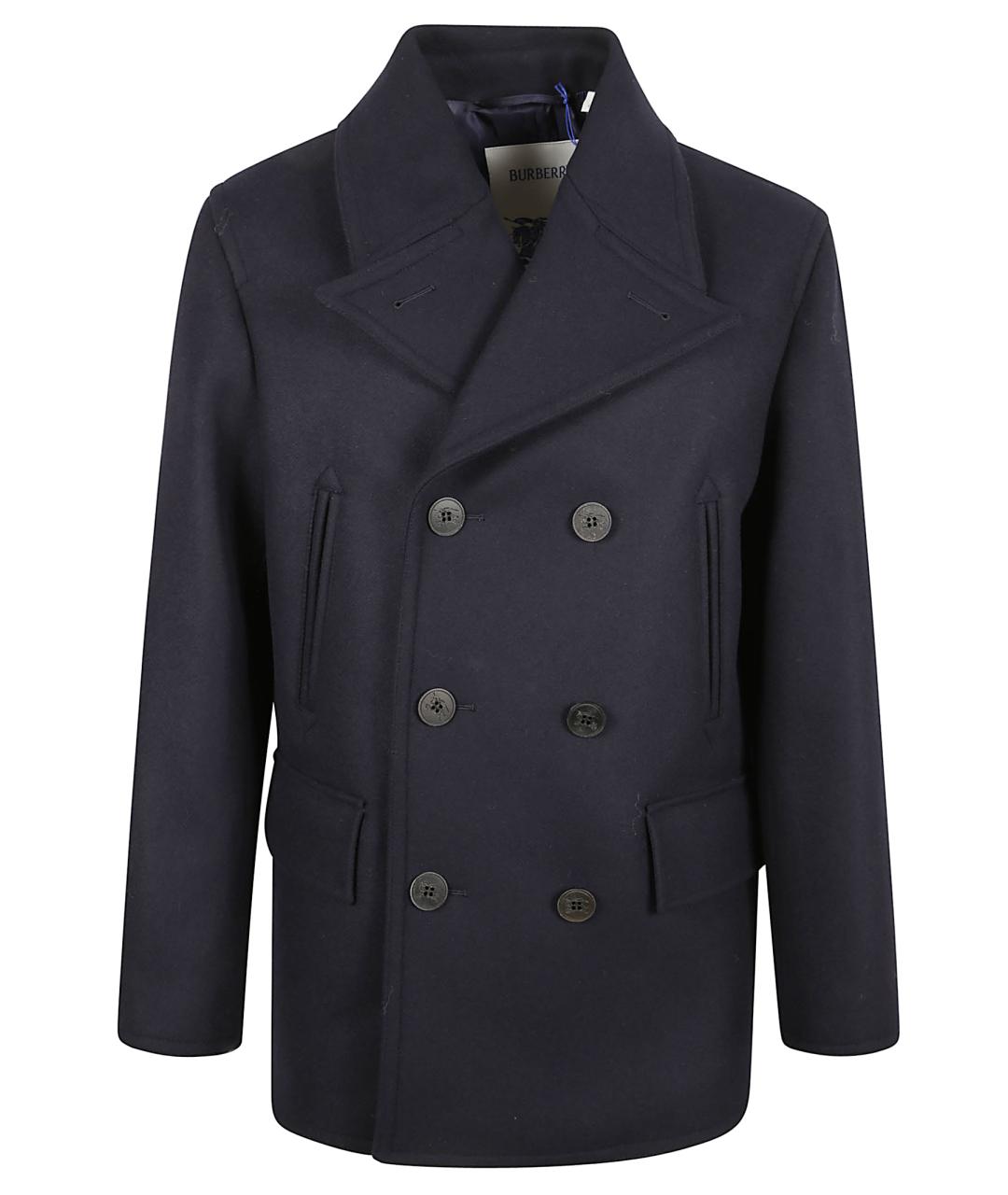 BURBERRY Темно-синее шерстяное пальто, фото 1