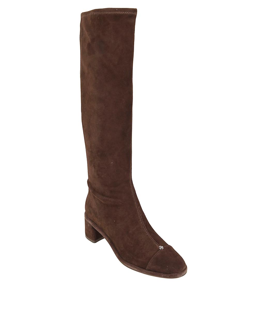 TORY BURCH Коричневые замшевые сапоги, фото 2