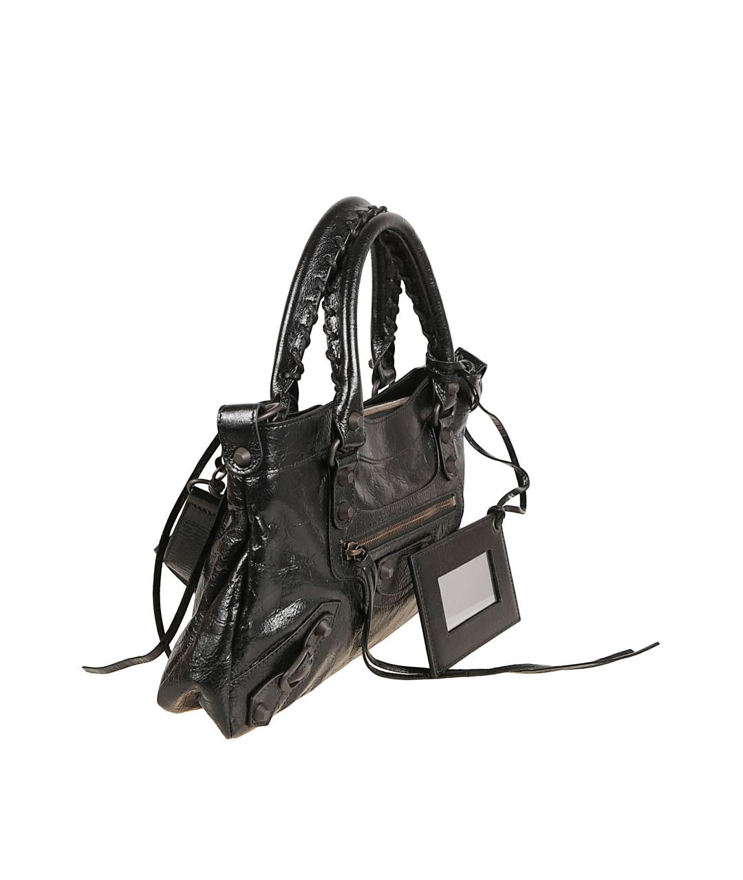 BALENCIAGA Черная кожаная сумка тоут, фото 3