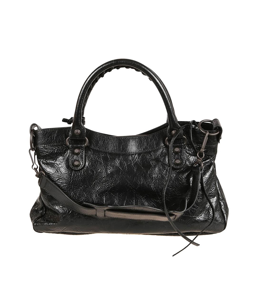 BALENCIAGA Черная кожаная сумка тоут, фото 2