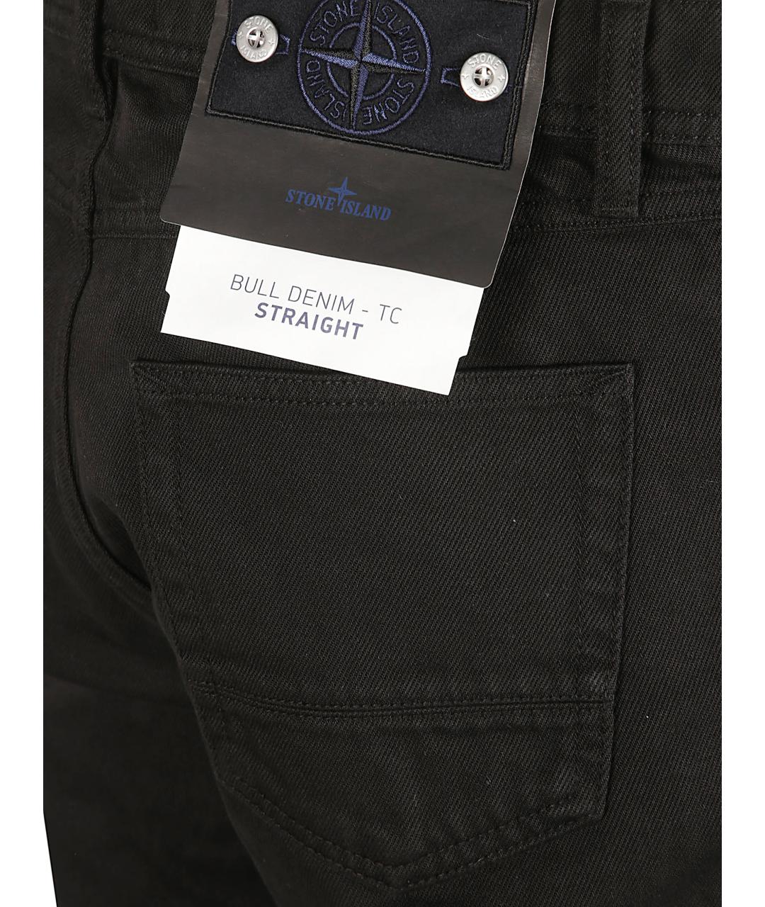 STONE ISLAND Черные хлопковые прямые джинсы, фото 2