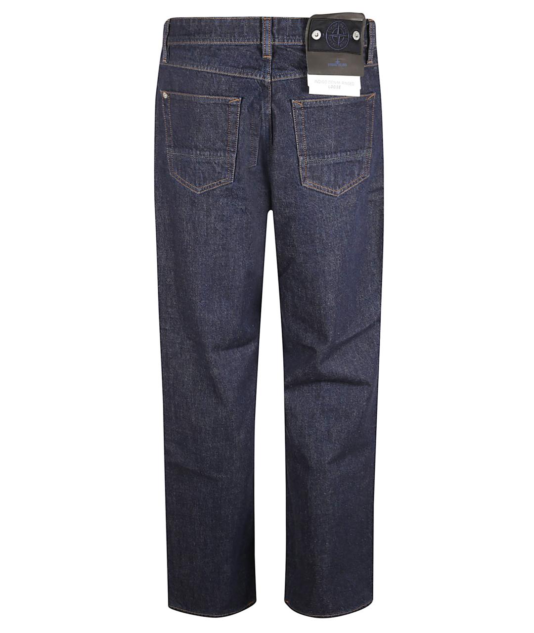 STONE ISLAND Синие хлопковые прямые джинсы, фото 3