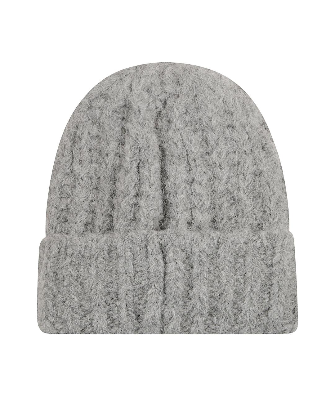 MONCLER GRENOBLE Серая шерстяная шапка, фото 2