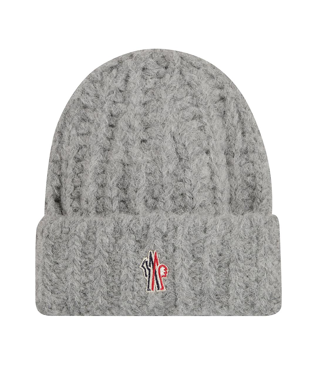 MONCLER GRENOBLE Серая шерстяная шапка, фото 1