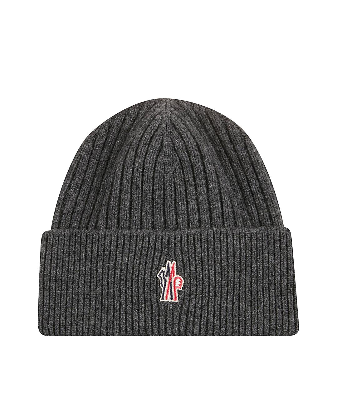 MONCLER GRENOBLE Серая кашемировая шапка, фото 1