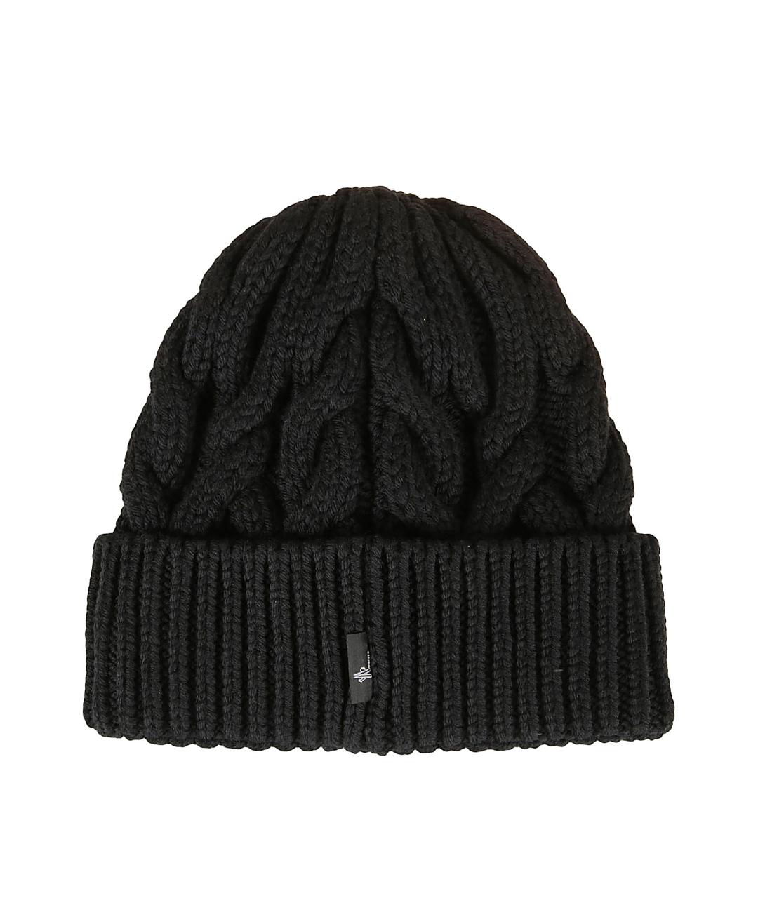 MONCLER GRENOBLE Черная шерстяная шапка, фото 2