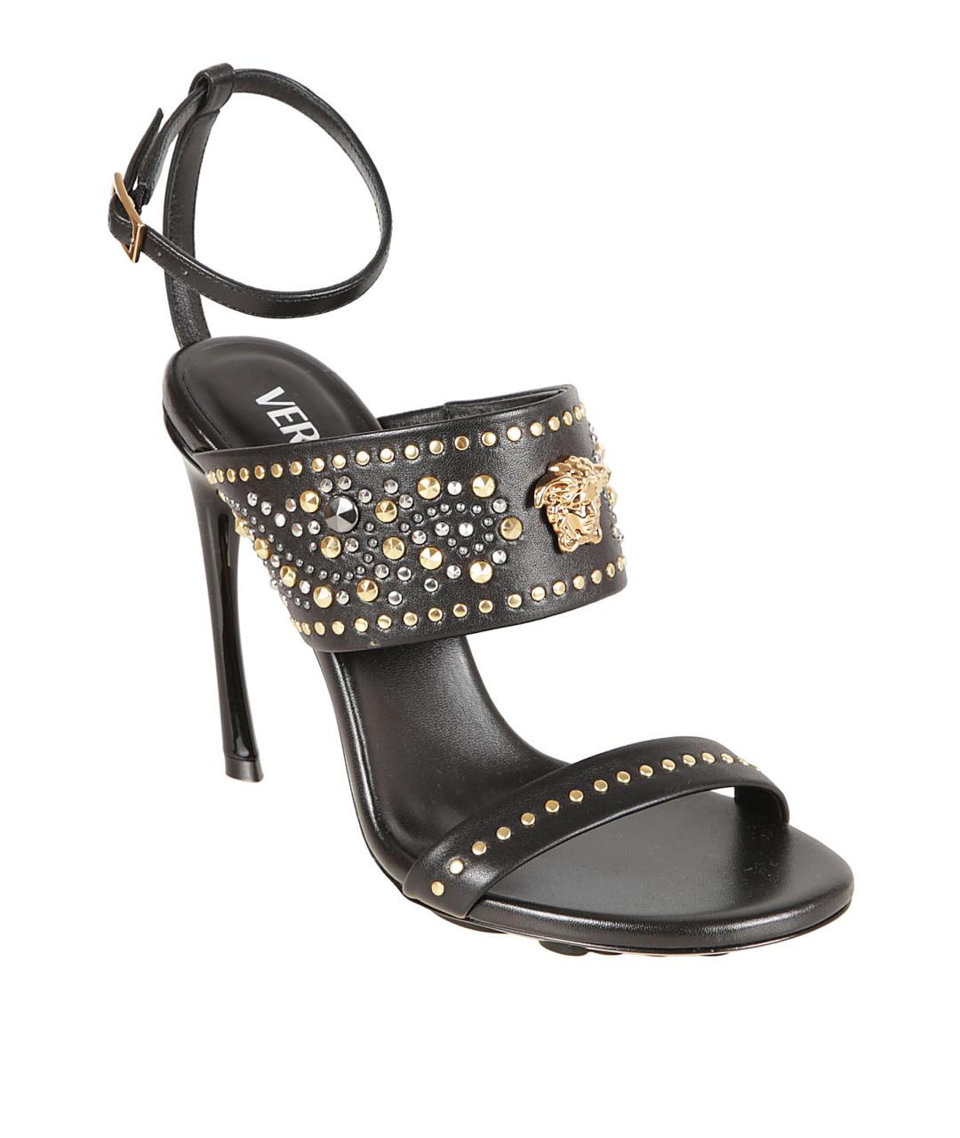 VERSACE Черные кожаные босоножки, фото 2