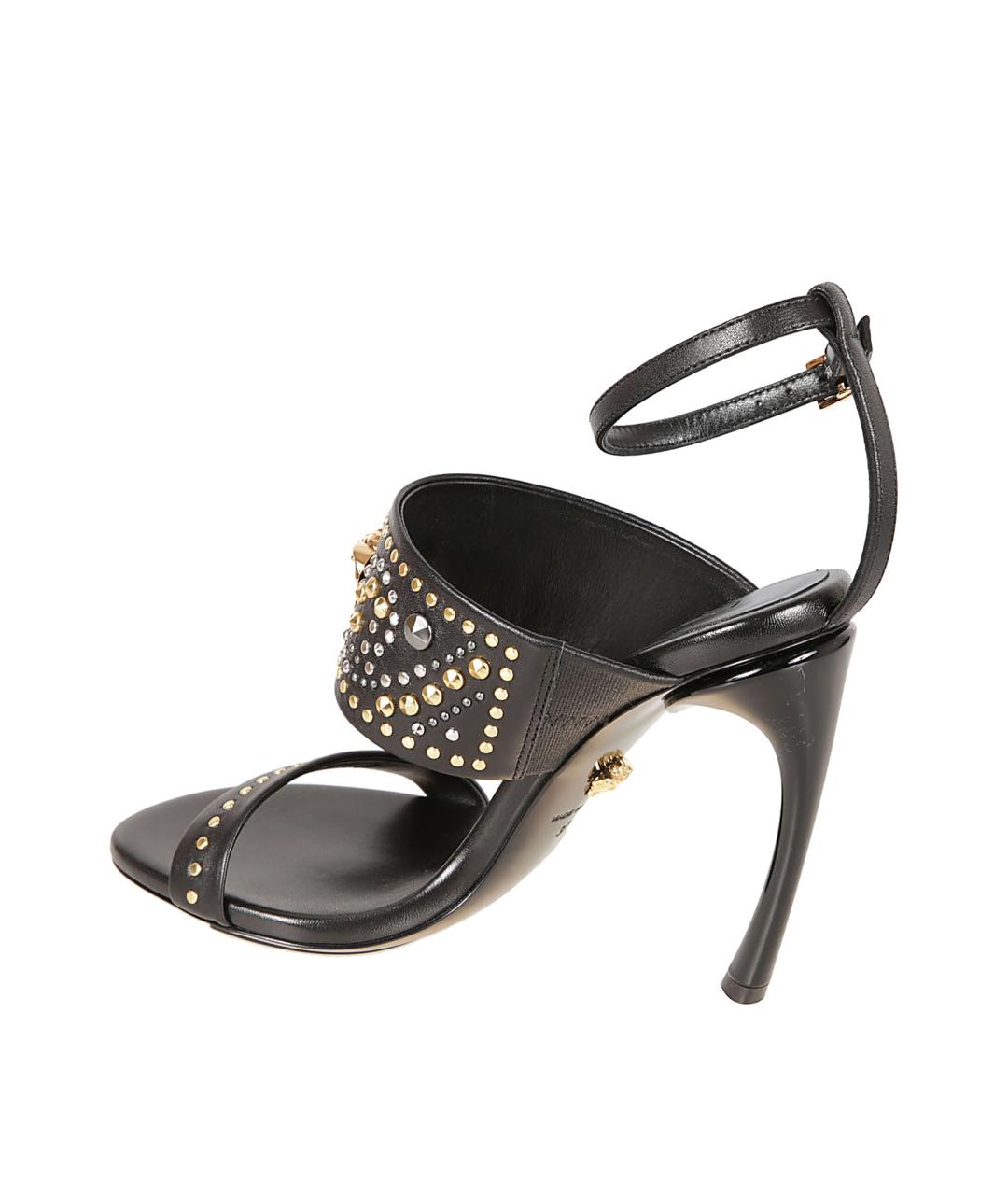 VERSACE Черные кожаные босоножки, фото 3