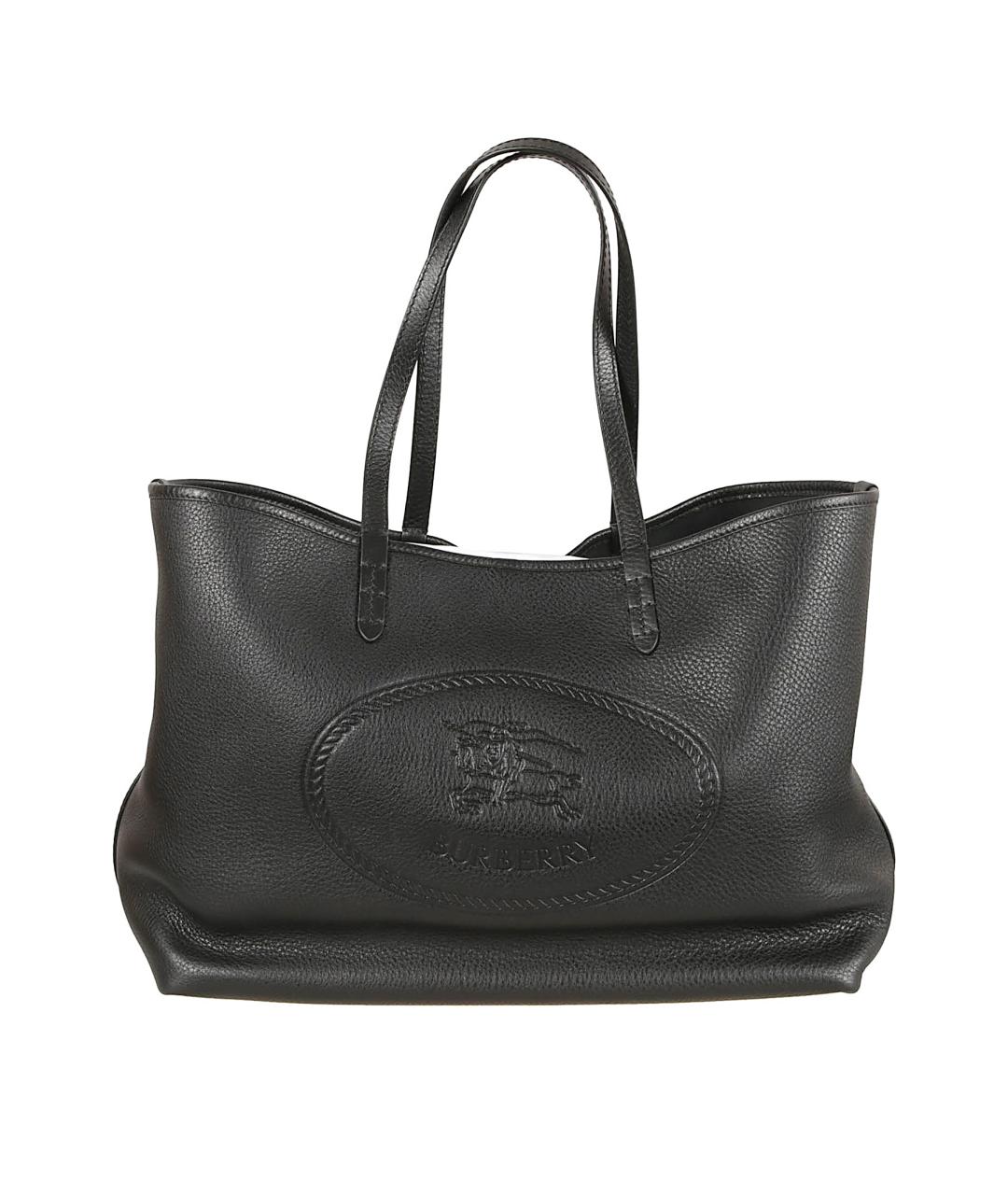 BURBERRY Черная кожаная сумка тоут, фото 1