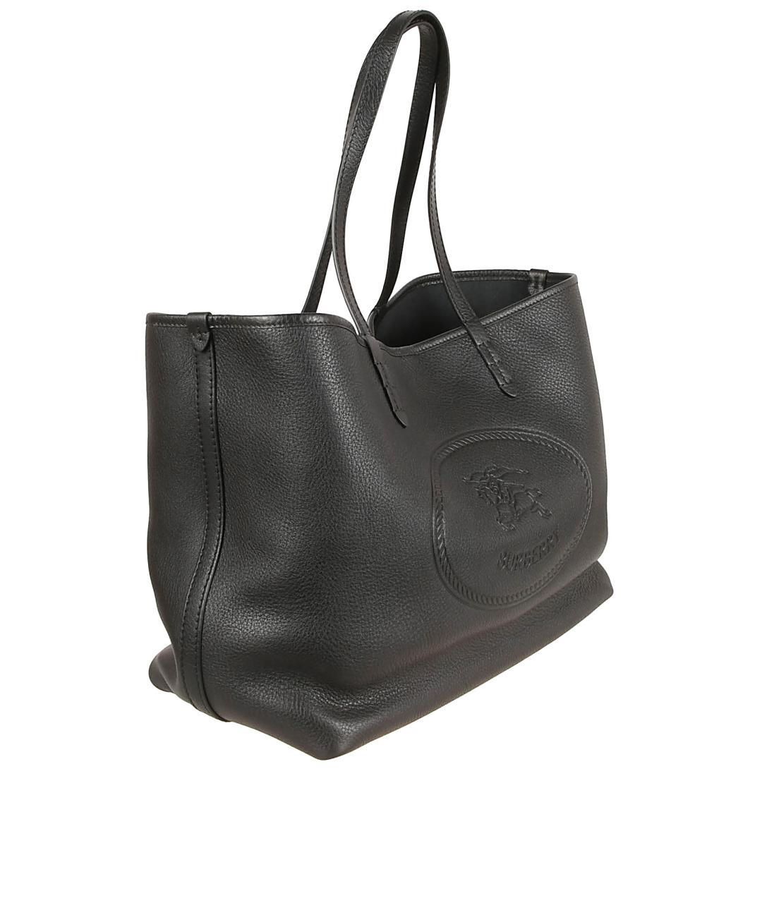 BURBERRY Черная кожаная сумка тоут, фото 3