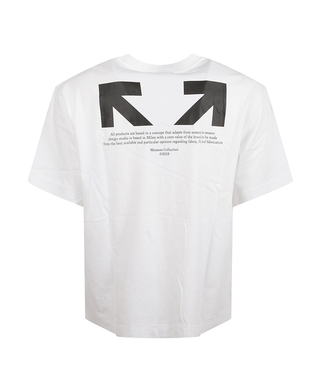 OFF-WHITE Белая хлопковая футболка, фото 2