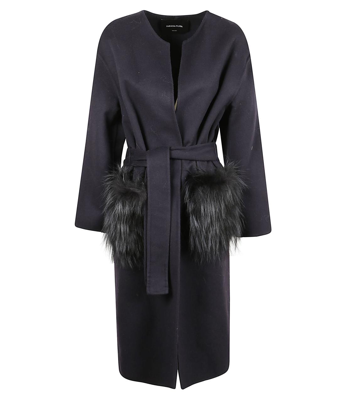 FABIANA FILIPPI Темно-синее шерстяное пальто, фото 1