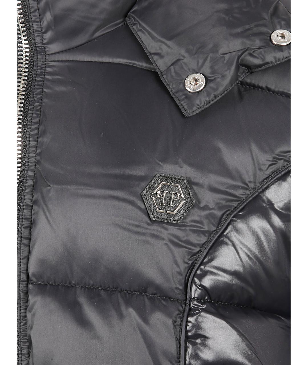 PHILIPP PLEIN Черный полиамидовый пуховик, фото 2