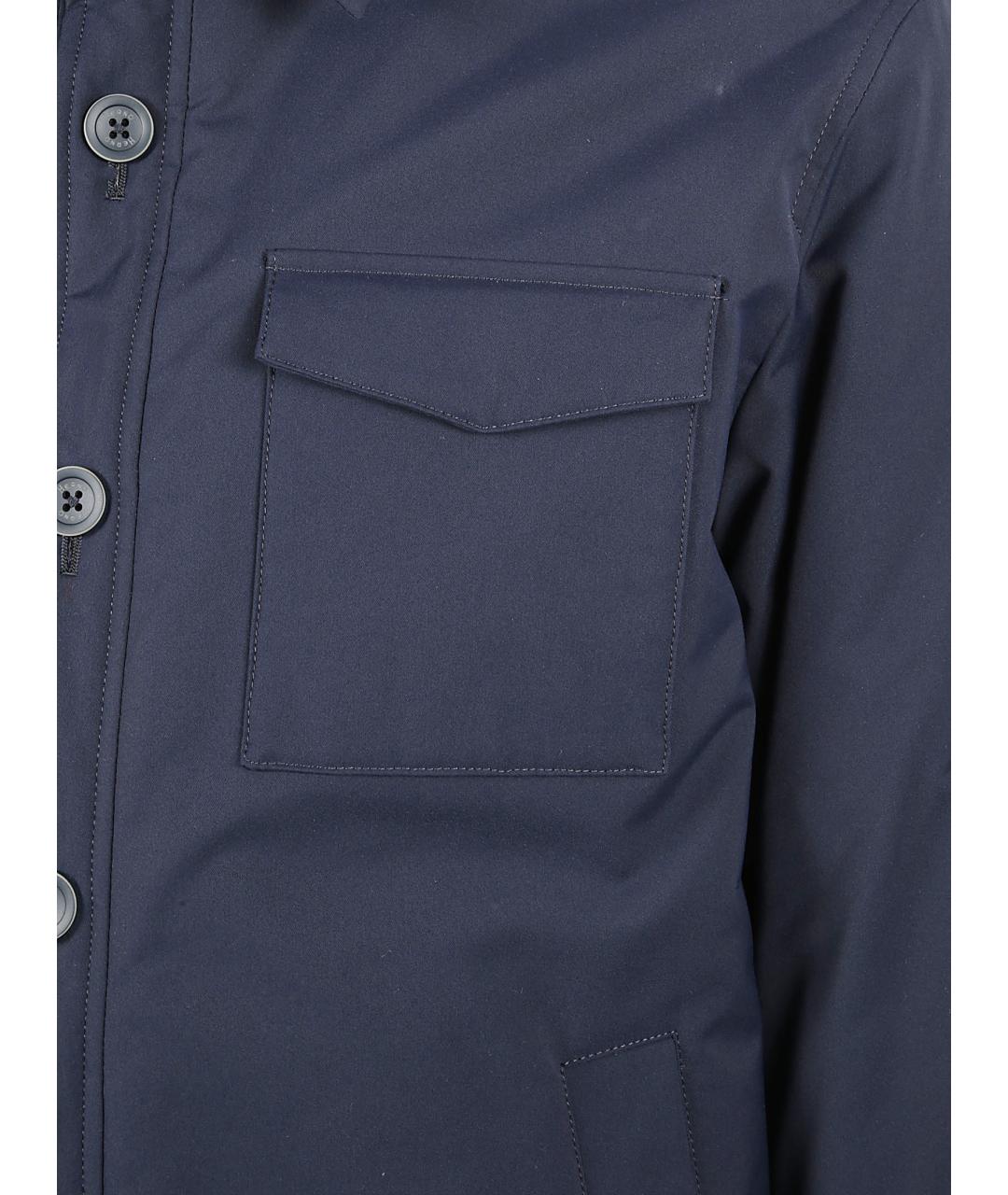 HERNO Темно-синяя полиэстеровая куртка, фото 2